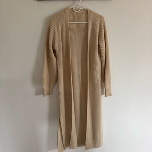 Elegant Tan Open-Front Women's Sweater